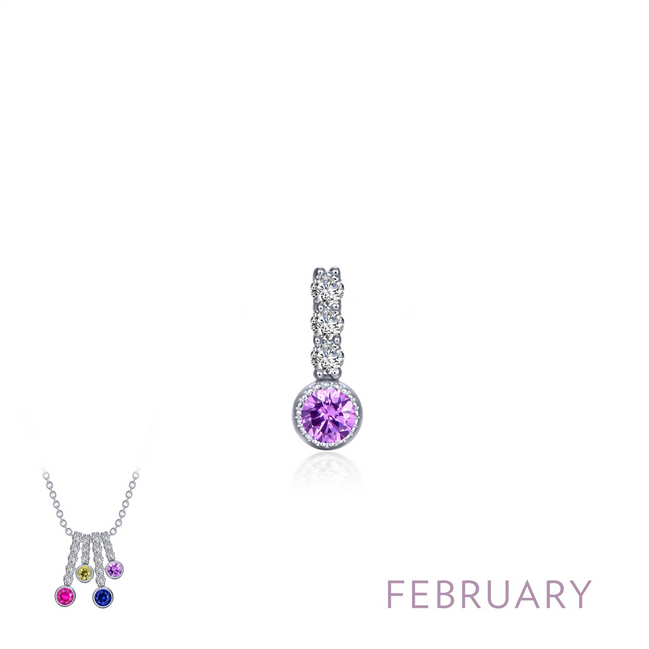 Lafonn 0.17 CTW Simulated Diamond And Simulated Amethyst February Birthstone Love Pendant