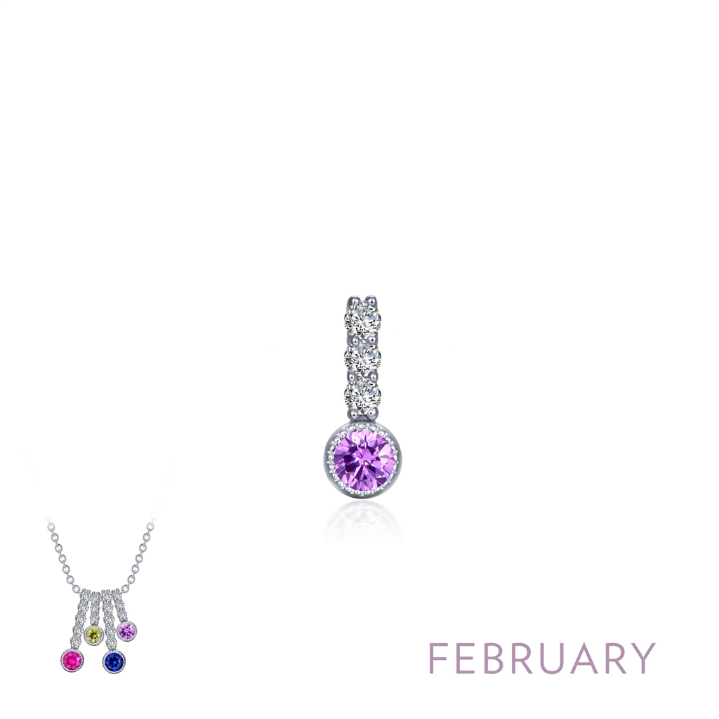 Lafonn 0.17 CTW Simulated Diamond And Simulated Amethyst February Birthstone Love Pendant