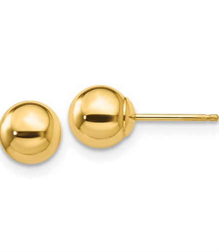 14K Yellow Gold Ball Stud Earrings
