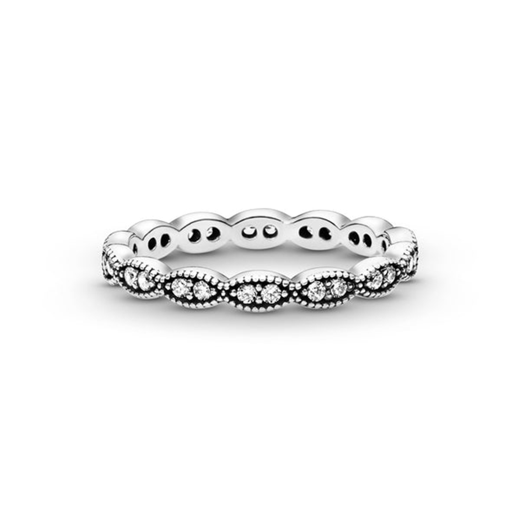 Pandora Timeless Sparkling Leaves Band Ring Size 4.5