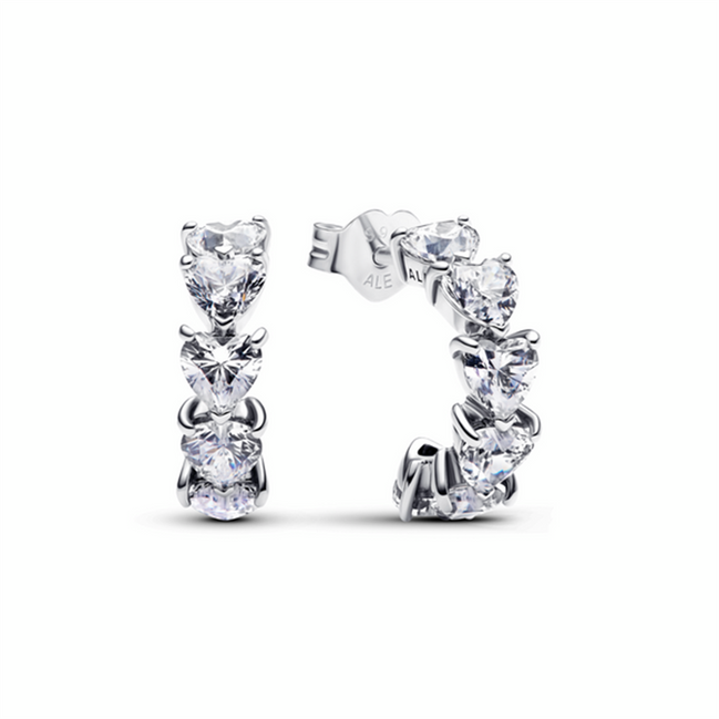 Pandora Timeless Sparkling Hearts Open Hoop Earrings