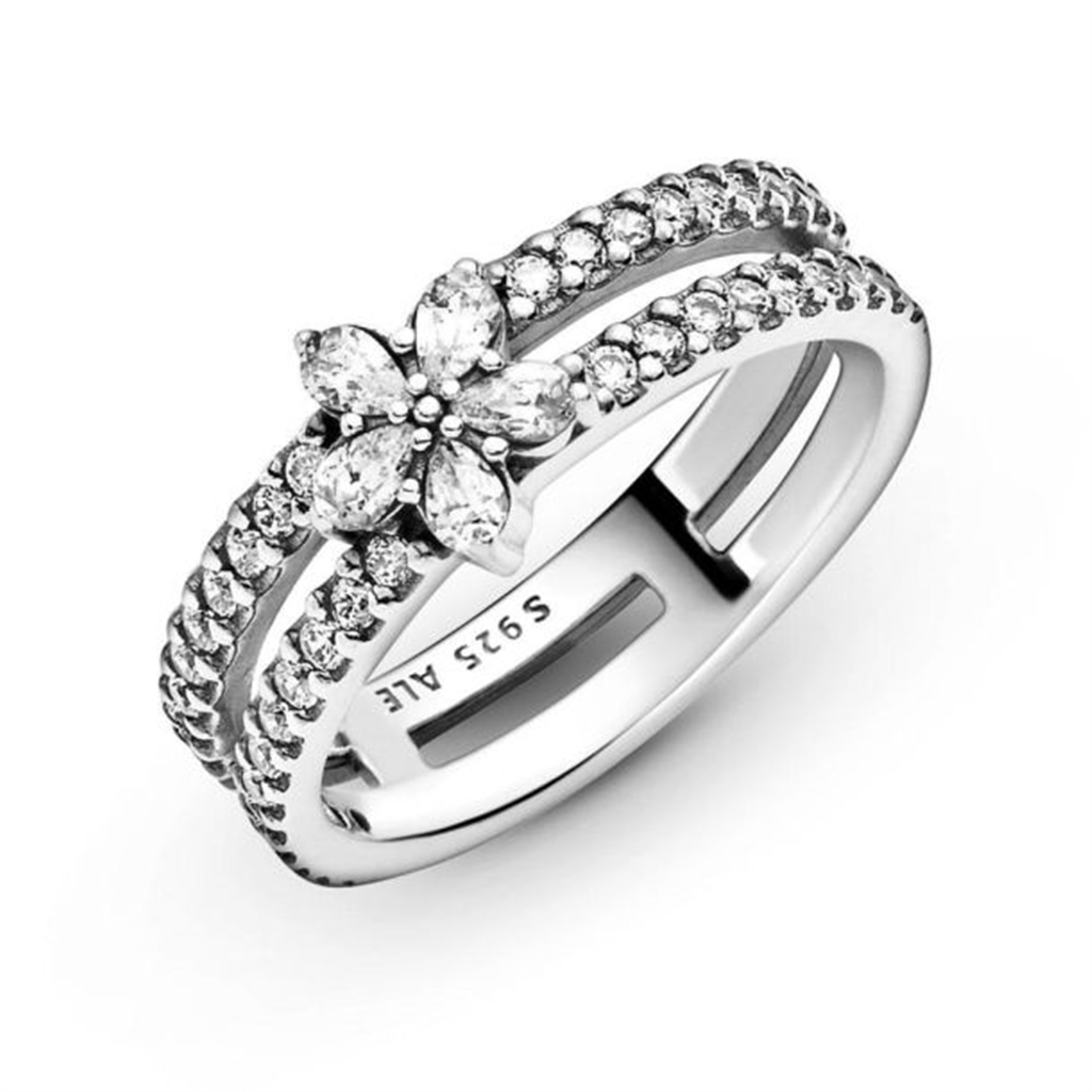 Pandora Timeless Sparkling Snowflake Double Ring Size 8.5