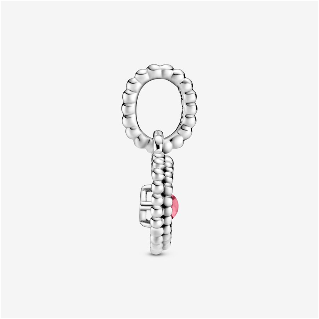 Pandora Moments October Petal Pink Beaded Heart Dangle Charm