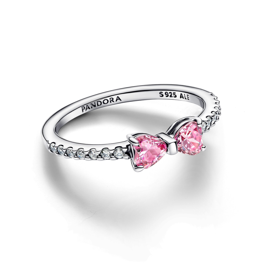 Pandora Timeless Sparkling Pink Bow Ring Size 7