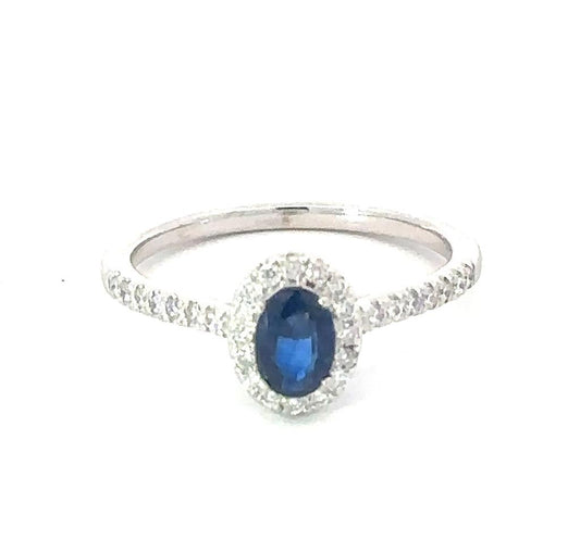 14Kw .23Ct Di .52Ct Oval Sapphire and Diamond Ring
