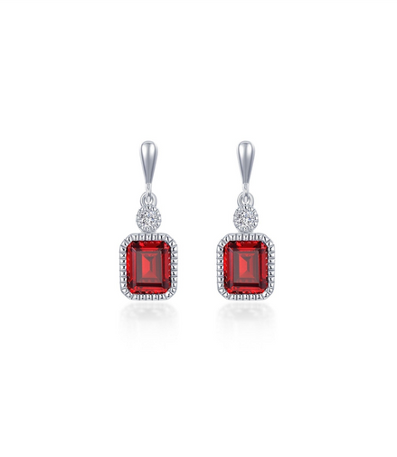 Lafonn 1.82 CTW Simulated Diamond and Garnet January Birthstone Dangle Earrings