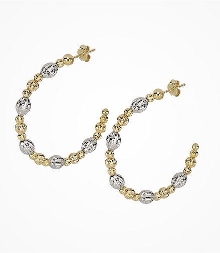 Desmos Two Tone Crystal Bloom 40" Hoop Earrings