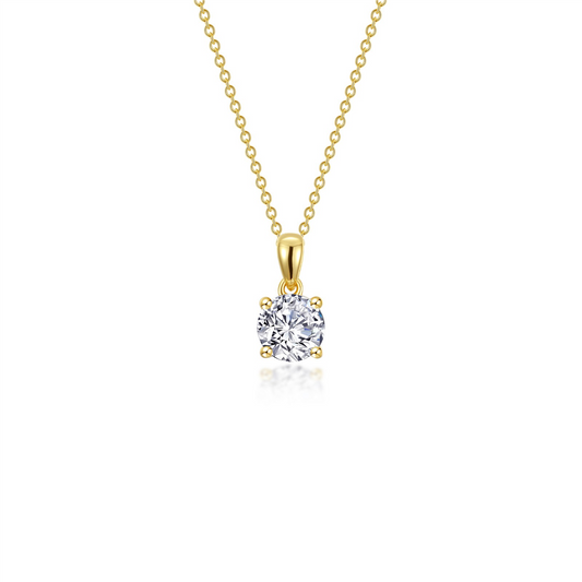 LaFonn Gold Plated 0.65 CTW Simulated Diamond Round Solitaire Necklace