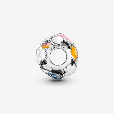 Pandora Moments "Fly Away With Me" Rainbow Sky And Travel Charm