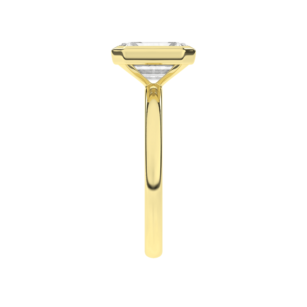 Revelation 14K Yellow Gold Bezeled Emerald Cut Lab Grown Diamond Engagement Ring