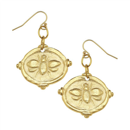 Susan Shaw Bee Intaglio Dangle Earrings