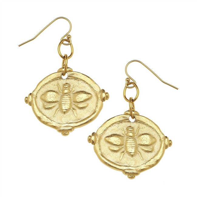 Susan Shaw Bee Intaglio Dangle Earrings