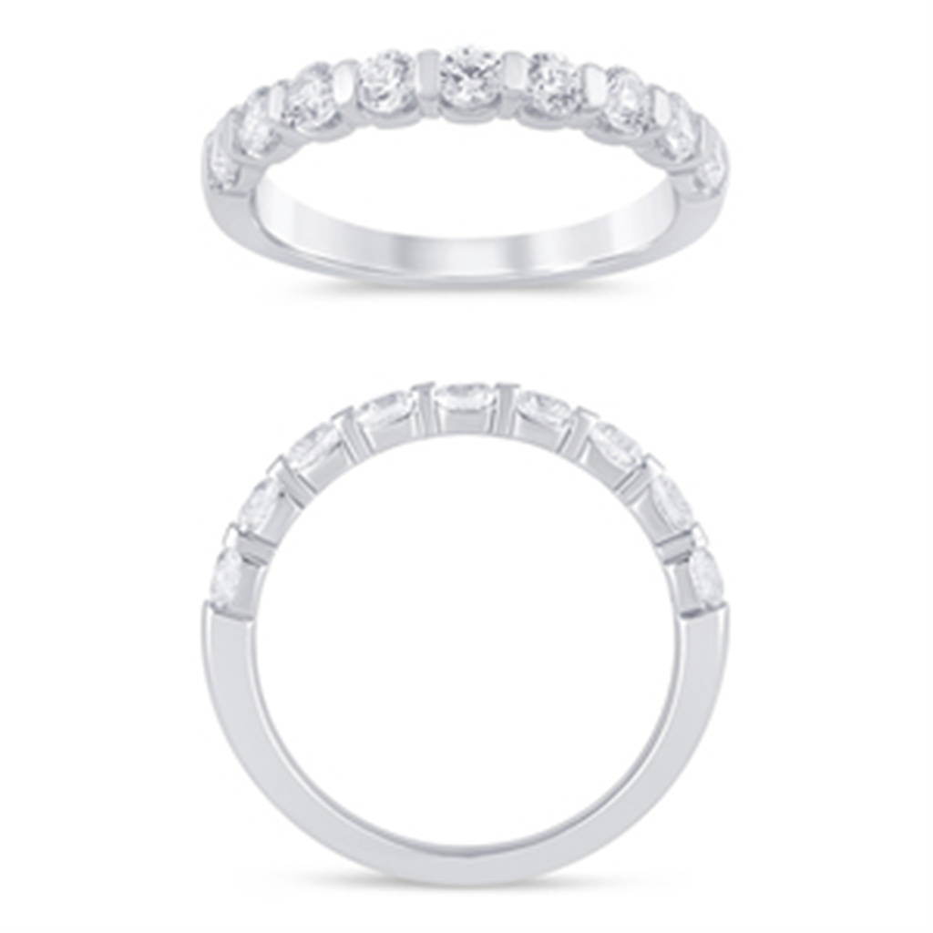 14K White Gold 0.75 CTW Diamond Bar Set Half Eternity Band