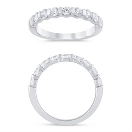 14K White Gold 0.75 CTW Diamond Bar Set Half Eternity Band
