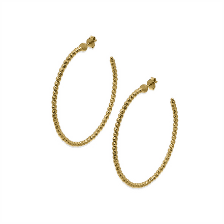 Desmos Ladies 45mm Slash Diamond-Cut Hoop Earrings