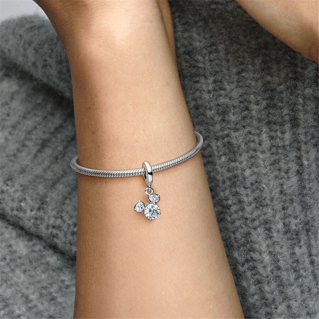 Disney X Pandora Mickey Mouse Sparkling Head Silhouette Dangle Charm