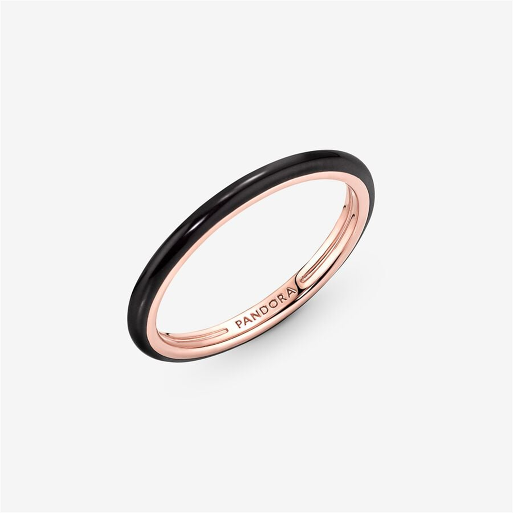 Pandora ME Black Enamel Stackable Ring Size 5