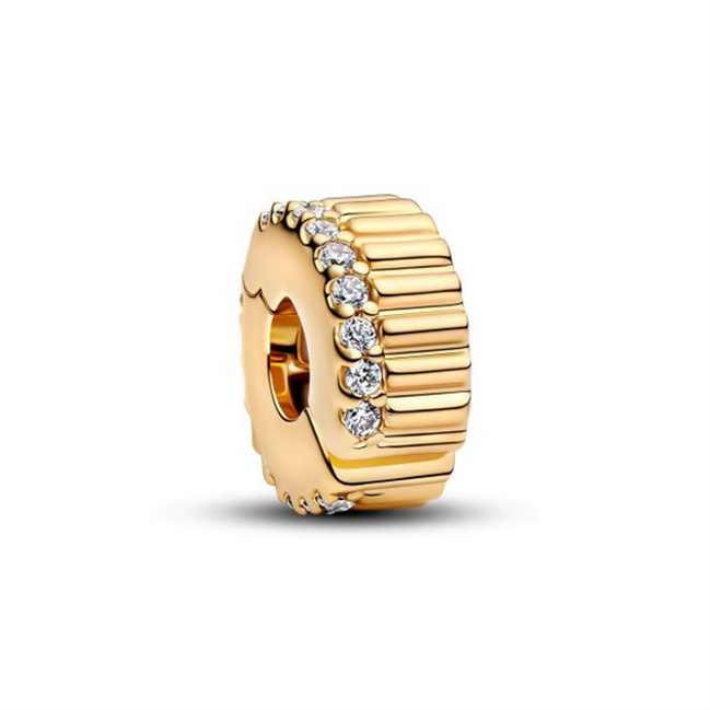 Pandora Ribbed Gold-Plated Clip Charm