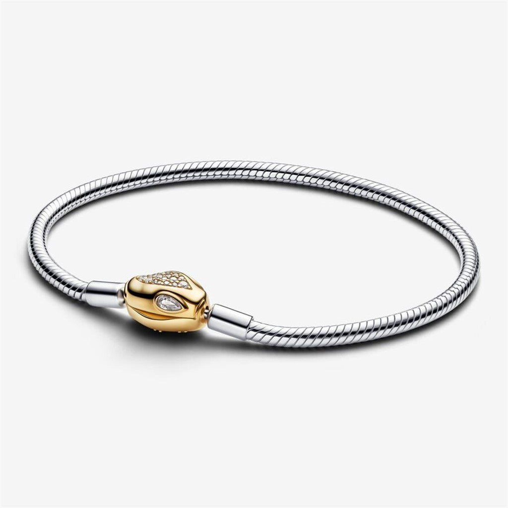 Pandora Moments Snake Clasp And Chain Bracelet Size 18