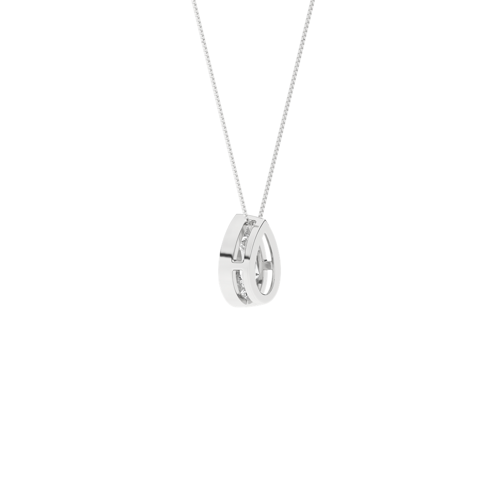 14K White Gold 1 CTW Lab Grown Diamond Seamless Solitaire Pear Shaped Pendant Necklace