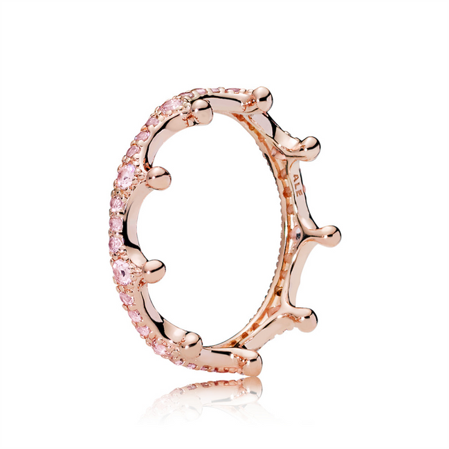 Pandora Moments Pink Enchanted Crown Ring Size 8.5