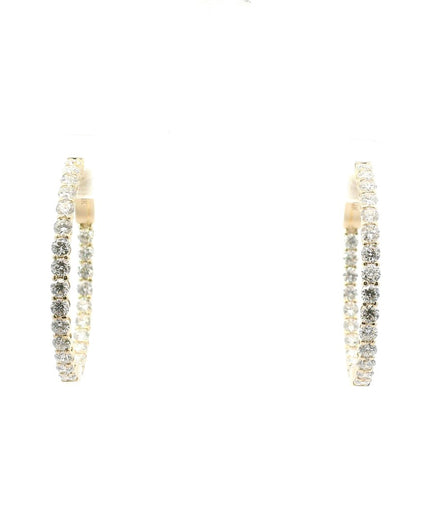 14K Yellow Gold 2 CTW Lab Grown Diamond Inside/Out Hoop Earrings