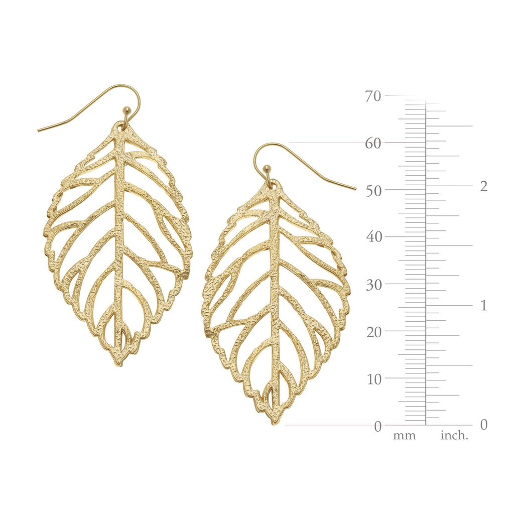 Susan Shaw Gold Plated Leaf Dangle Earrings