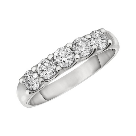 14K White Gold 2 CTW Lab Grown Diamond 5 Stone Ring