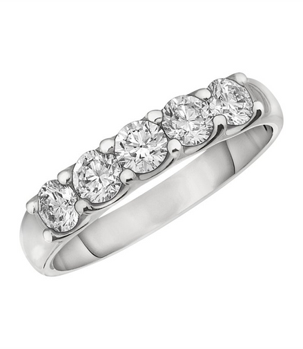 14K White Gold 2 CTW Lab Grown Diamond 5 Stone Ring
