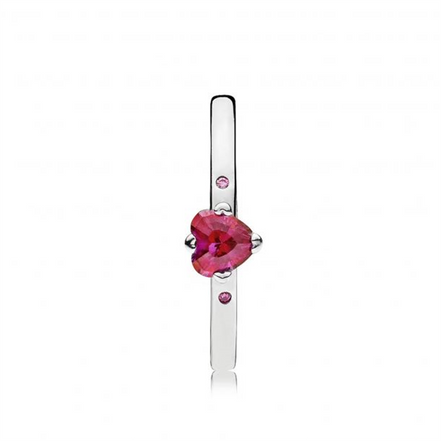 Pandora Moments "You And Me" Sparkling Red Heart Ring Size 7.5