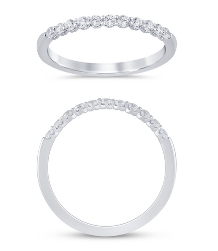 14K White Gold 0.25 CTW Diamond Crown Set Half Eternity Band