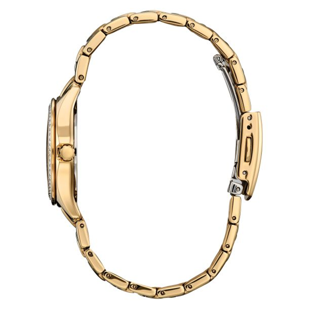 Citizen Ladies' Eco-Drive Crystal Champagne Dial Gold-Tone Watch