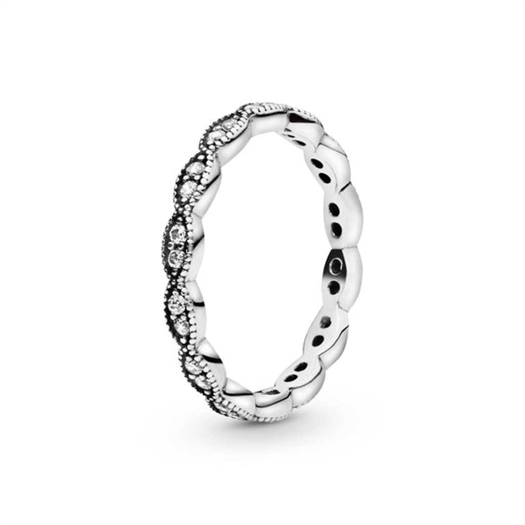 Pandora Timeless Sparkling Leaves Band Ring Size 4.5