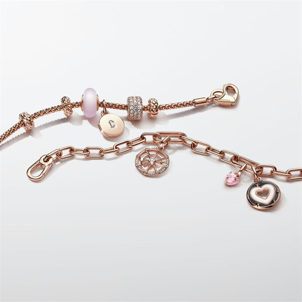 Pandora ME 14K Rose Gold Plated Pink Chakra Heart Mini Dangle Charm