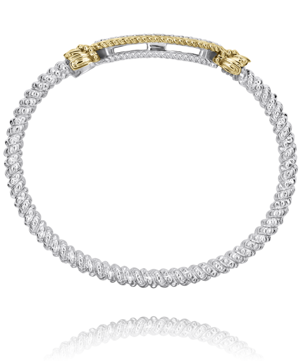 Vahan 14K Gold And Sterling Silver Diamond Bar 6mm Closed Bracelet