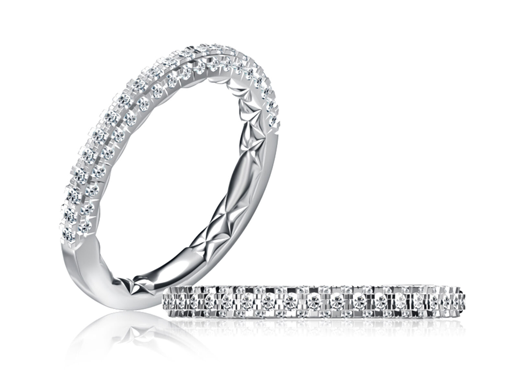 A.JAFFE 14K White Gold And 0.65 CTW Pave' Diamond Band