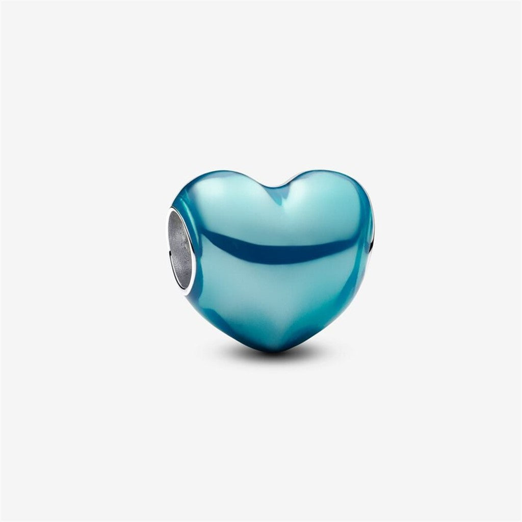 Pandora Moments Metallic Sky Blue Heart Charm