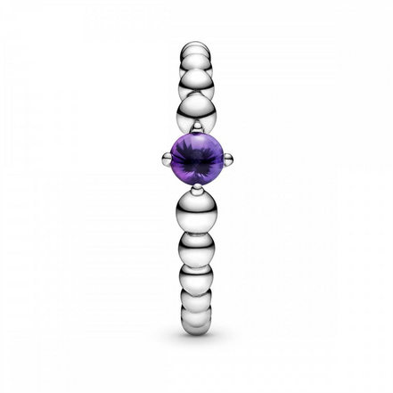 Pandora Moments February Purple Beaded Ring Size 5