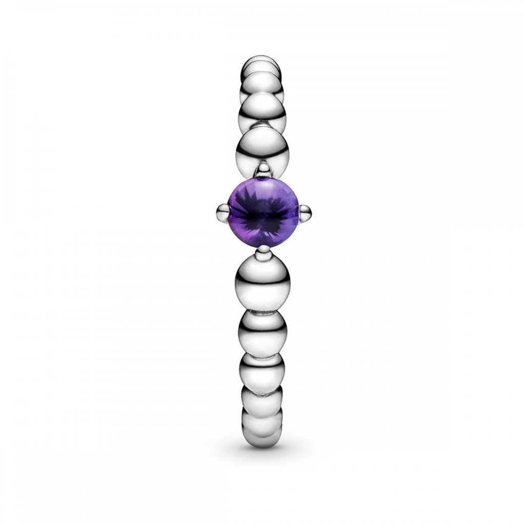 Pandora Moments February Purple Beaded Ring Size 6