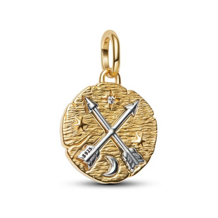 Pandora ME Crossing Arrows Gold-Plated Medallion Charm