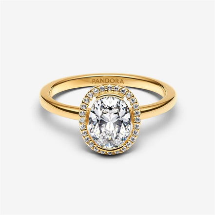Pandora Timeless Oval Sparkling Halo Ring Size 7.5