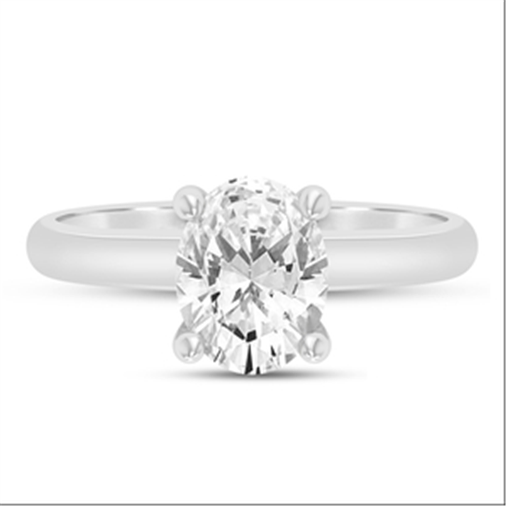 14k White Gold 2 CTW Oval Diamond Semi-Mount Engagement Ring