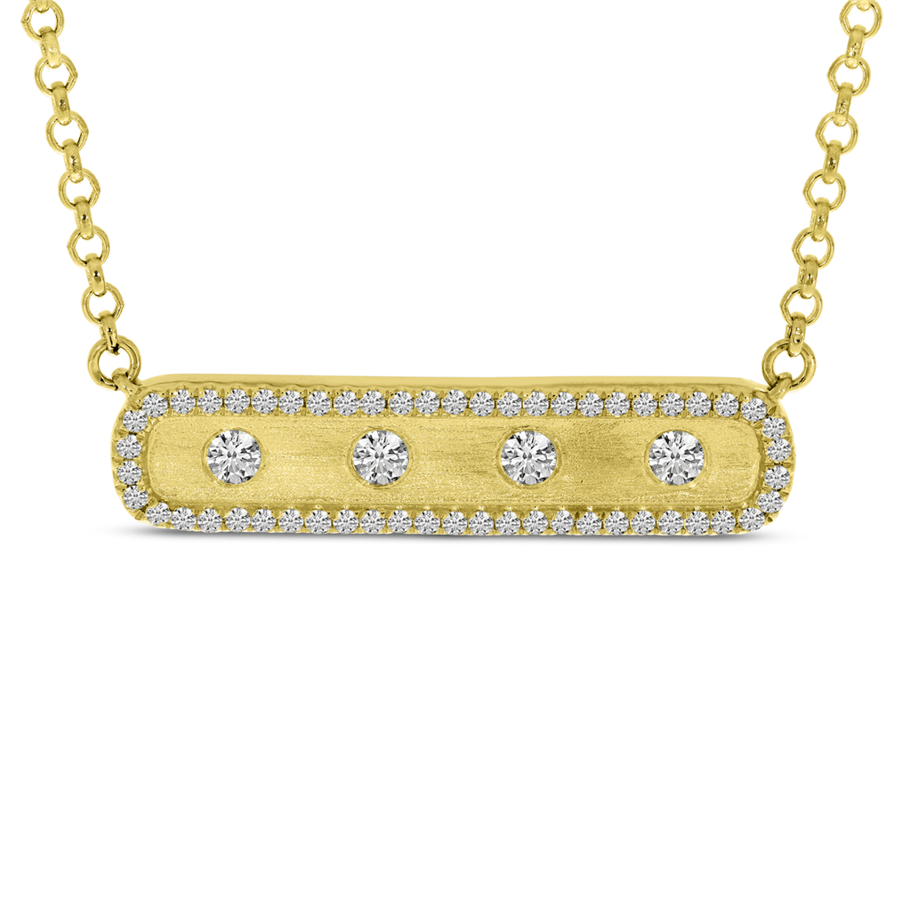 Brevani 14K Yellow Gold Diamond East 2 West Bar Necklace