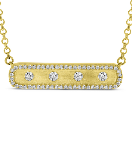 Brevani 14K Yellow Gold Diamond East 2 West Bar Necklace