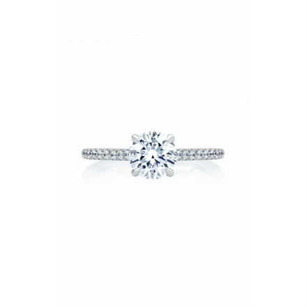 A.JAFFE 14K White Gold Four Prong Diamond Engagement Ring