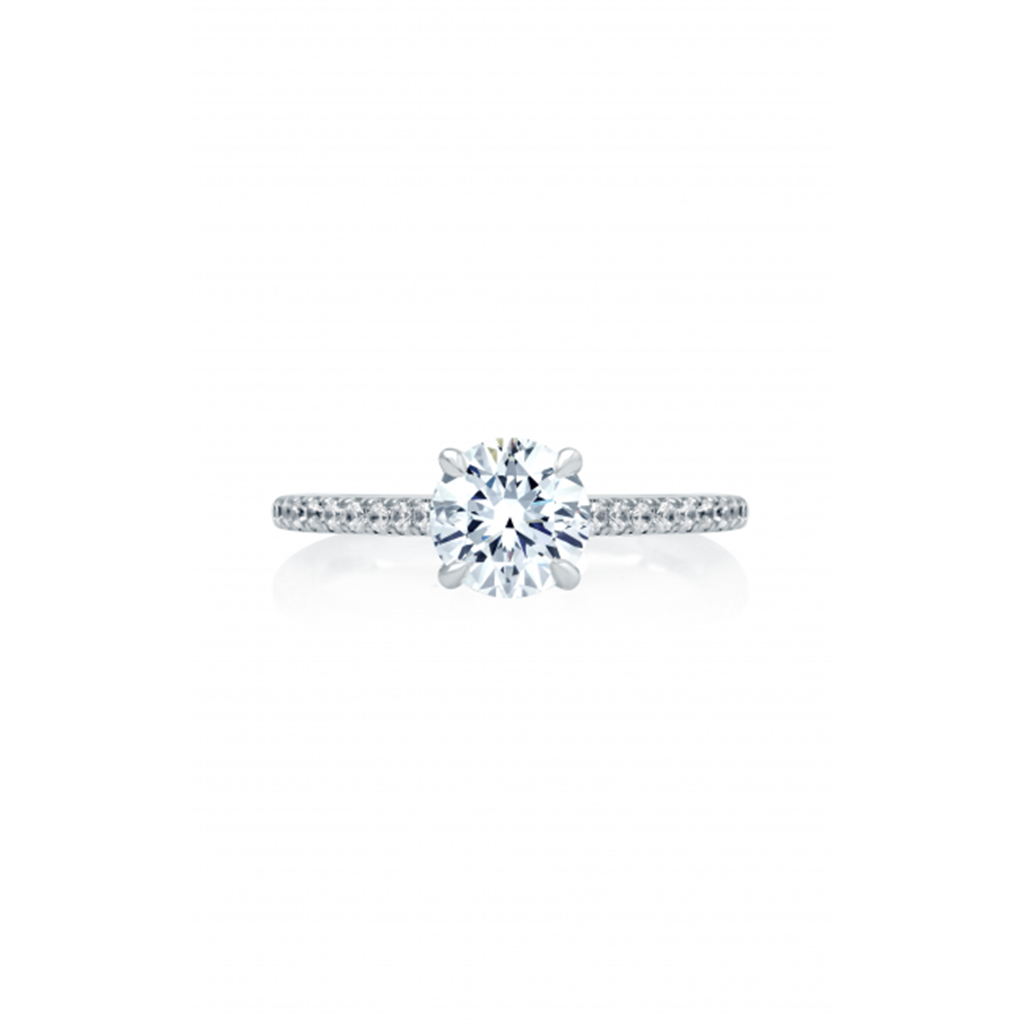 A.JAFFE 14K White Gold Four Prong Diamond Engagement Ring