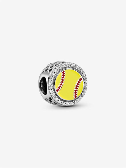 Softball Engravable Button Charm