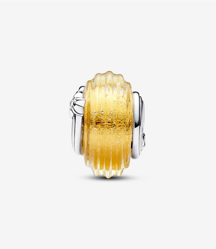 Pandora Moments Shooting Star Grooved Yellow Murano Glass Charm