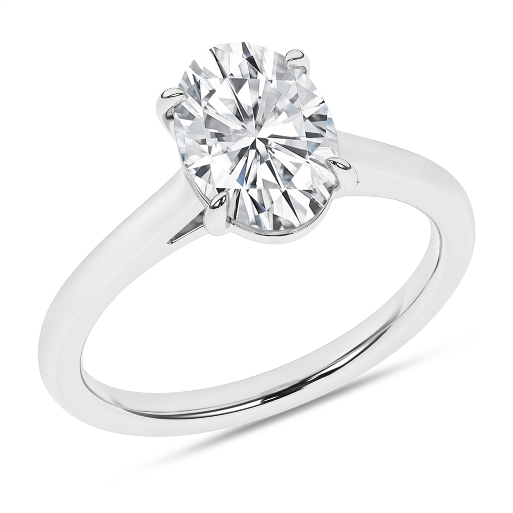 14K Gold 2 CTW Lab Grown Diamond Oval Solitiarie Engagement Ring