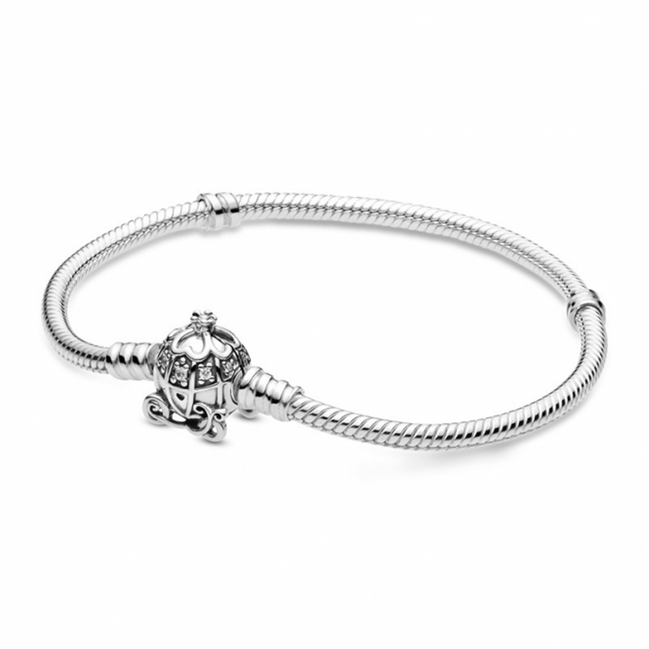 Disney Cinderella Pumpkin Coach Clasp Pandora Moments Bracelet Size 19